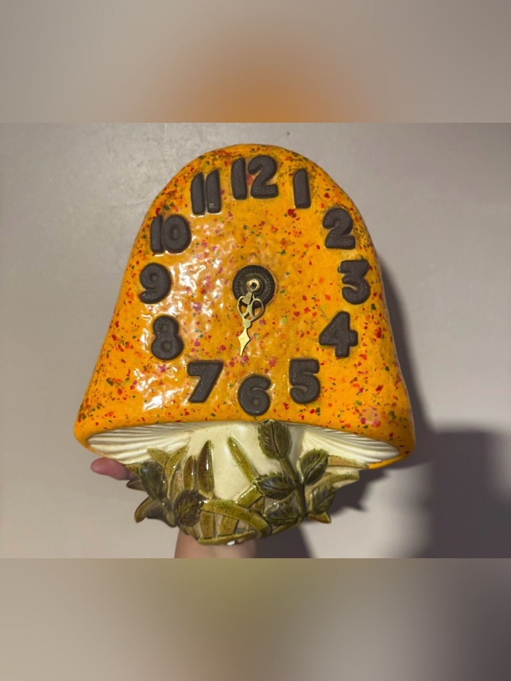 1973 Vintage ARNEL Ceramic Merry MUSHROOM Wall Clock Missing Dial Untested